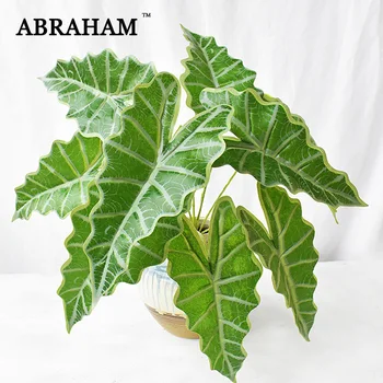 

73cm 9 Fork Tropical Fake Palm Leaves Large Tree Artificial Plant Bouquet Real Touch Monstera Leafs For Wedding Home Party Decor