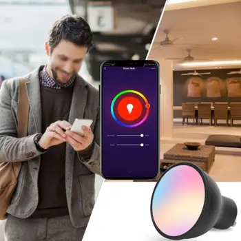 

GU10 Intelligent Bulb 6W Voice Control Dimmable GU10 WiFi Intelligent Light Cup Compatible for Alexa/Google