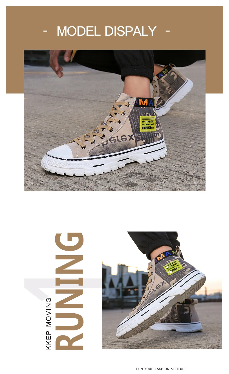 Hip Hop Shoes Men Fashion Autumn High Top Sneakers Canvas Shoes Men Chausure Homme Breath Men Sneakers Luxury Sneakers Men