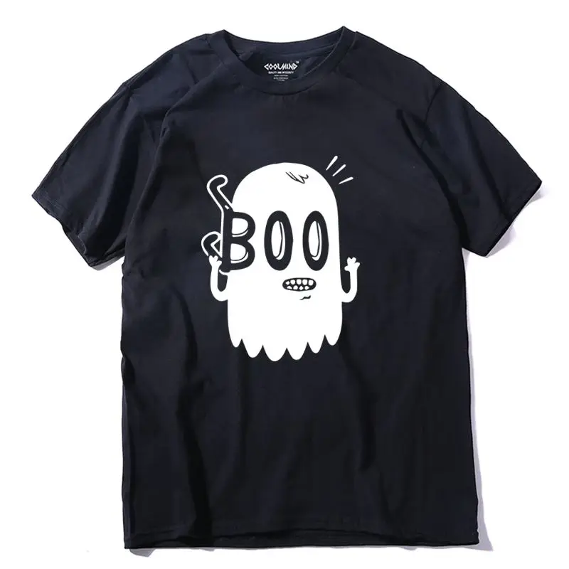 

COOLMIND QI0257A 100% cotton summer boo print men T shirt casual short sleeve men Tshirt o-neck funy men t-shirt tops tee shirts