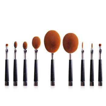 

9pcs Profession Silver Pipe Golf Style Powder Makeup Brush Beauty Cosmetic Foundation Blending Cream Puff Make Up Brushes Gift