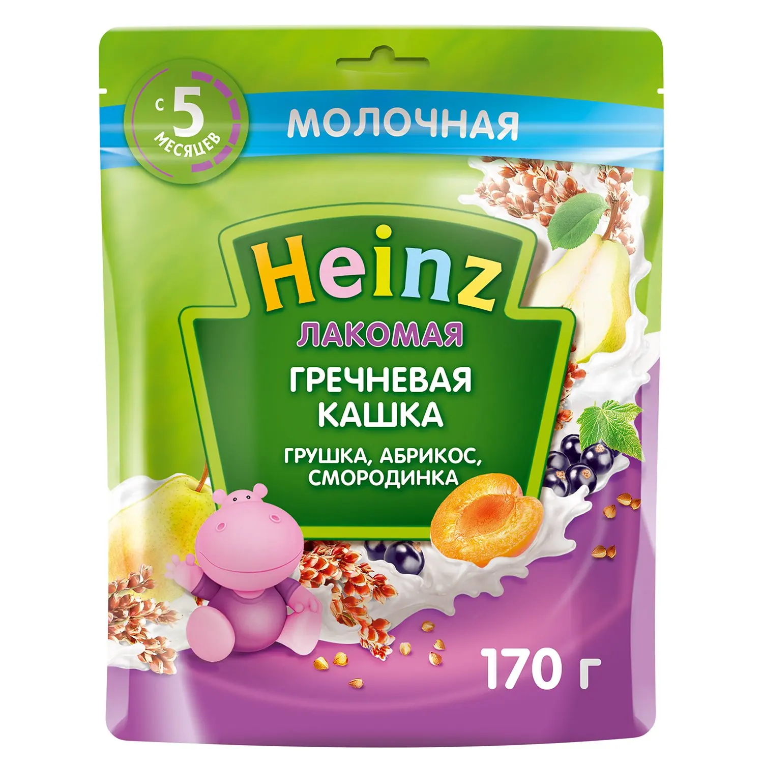 Каша Heinz Лакомая гречневая груша-абрикос-смородина 170г с 5 месяцев