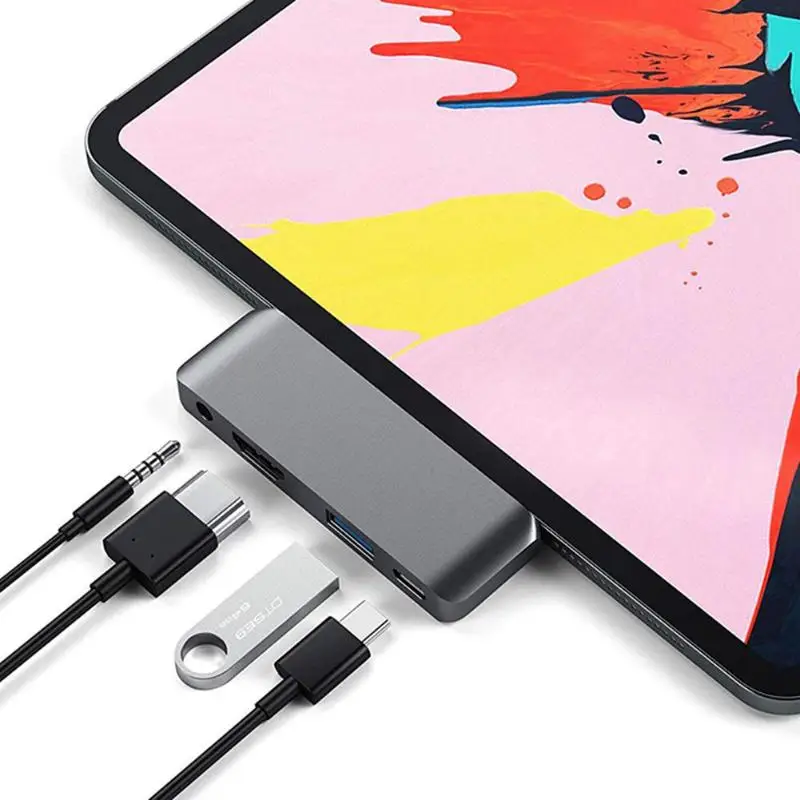 Горячая type-C док-станция Многофункциональный usb type-C концентратор 5 Гбит/с 3,5 мм аудио разъем HDMI USB3.0 адаптер для ноутбука MacBook