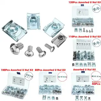 

120/110/100/80/50PCS Spring Clamp Chimney U Nut Quick Clip Fastener Assortment Kit U-shaped Spring Clip Chimney Nut