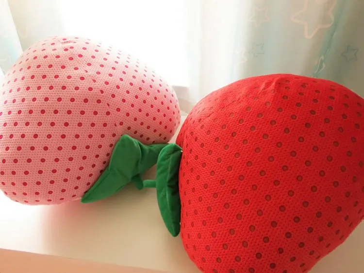 Cute Large Strawberry Pillow Pink Red Large GIRL'S Heart Lazy& Vegetable Fruit Back Cushion Plush Toys