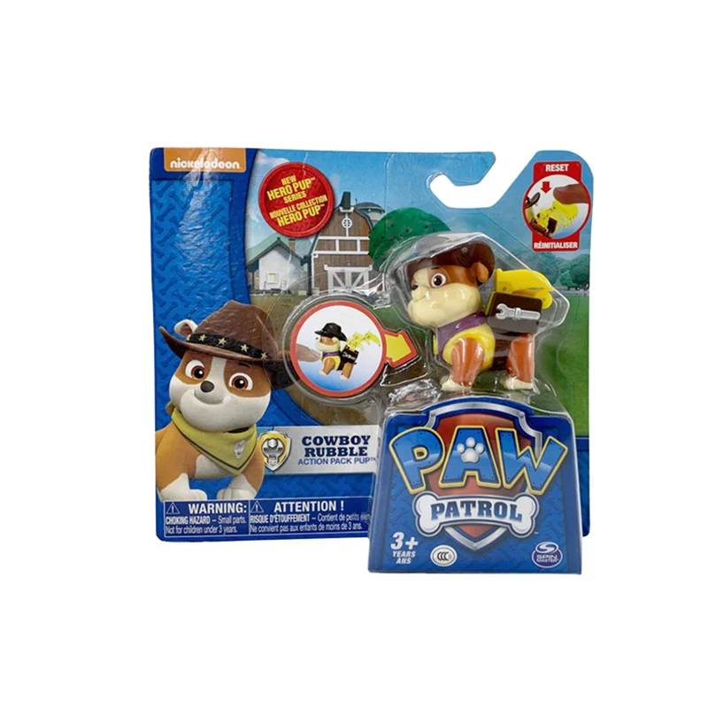 Rubble 6pk Щенячий патруль ковбойская спасенная собака мультяшный Райдер Marshal Skye Аниме Фигурка модель игрушки ребенок подарок на день рождения Рождество - Цвет: Rubble
