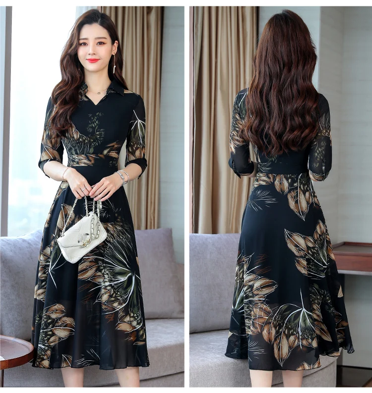 Женское богемное платье, популярное, с v-образным вырезом, сексуальное, Vestidos, элегантное, весна-лето, модное платье, длинный рукав, эластичное, тонкое, шифоновое платье