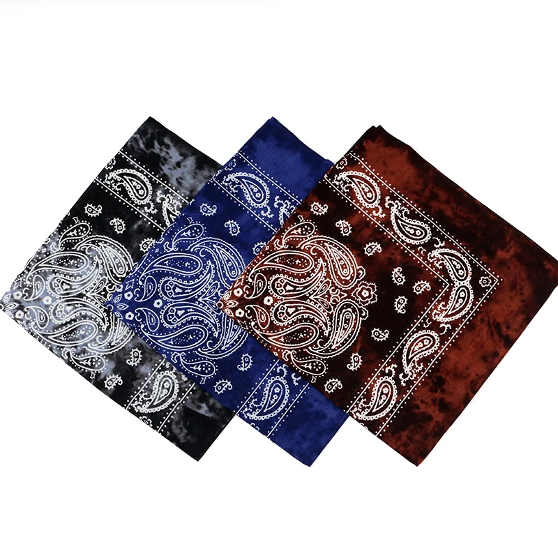 Retro Old Color Blue Black Coffee Cotton Paisley Bandanas Men Tie Dye HeadScarves Women Hiphop Headband Riding Masks Headwear mens scarf for summer