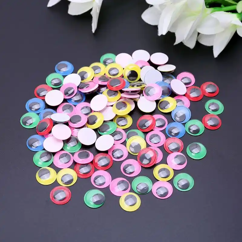 100pcs 8mm/10mm/12mm/15 milímetros de Várias Cores Auto Adesivas para Os Olhos de Boneca urso de Pelúcia Recheado Brinquedos Artesanais DIY