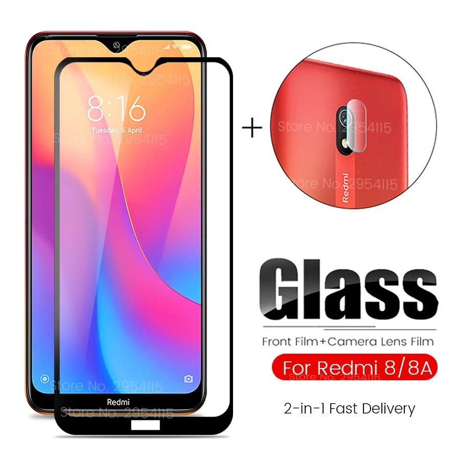 

2-in-1 camera lens glass for global version xiaomi redmi 8a 8 a redmi8a screen protector tempered glass xiomi redmi8 phone film
