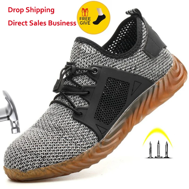 2020 nuevo de malla transpirable zapatos de seguridad zapatos hombres zapatillas de deporte Indestructible de punta de acero suave-piercing botas de trabajo de talla grande 35-48