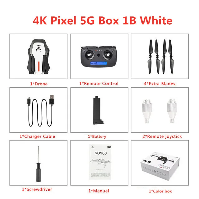 4K Pixel 5G Box 1B W SG906 портативный Радиоуправляемый Дрон 4K gps 5G wifi FPV HD Двойная камера Дрон широкоугольный бесщеточный селфи складной Дрон 4K Квадрокоптер дроны - Цвет: 4K Pixel 5G Box 1B W