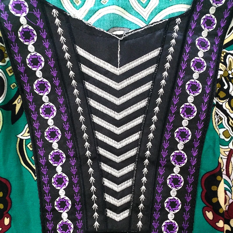 Dashikiage африканские Дашики модные поступления элегантные аппликации зеленый Чистый хлопок африканские длинные платья