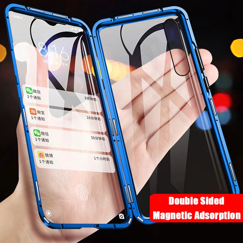 Metal Magnetic Case For Redmi Note 8 7 K20 10 Pro Cover Xiaomi Mi 9T CC9e 9 SE A3 Lite Double-Sided Tempered Glass Capas | Мобильные