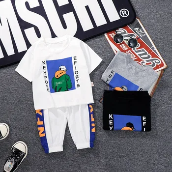 

Summer Children Boy Girl Cotton Clothing Suits Baby Cartoon short sleeve T-shirt PANTS 2Pcs Sets Toddler Tracksuits Kid Clothes