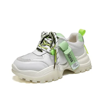 

Leather sneakers winter hot color 2019 new thick bottom casual comfortable breathable fashion lace running shoes