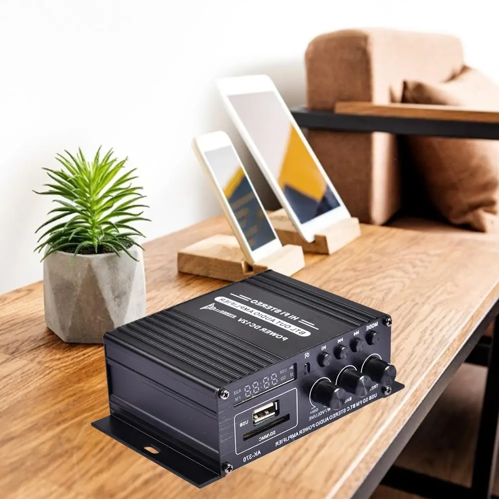 Мини 12 В усилитель мощности Bluetooth авто мотоцикл автомобиль Лодка домашний цифровой аудио усилитель W/дистанционное управление регулятор громкости
