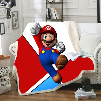 

3D Super Mario Printed Sherpa Blanket Couch Quilt Cover Travel Bedding Outlet Velvet Plush Throw Fleece Blanket Bedspread 5