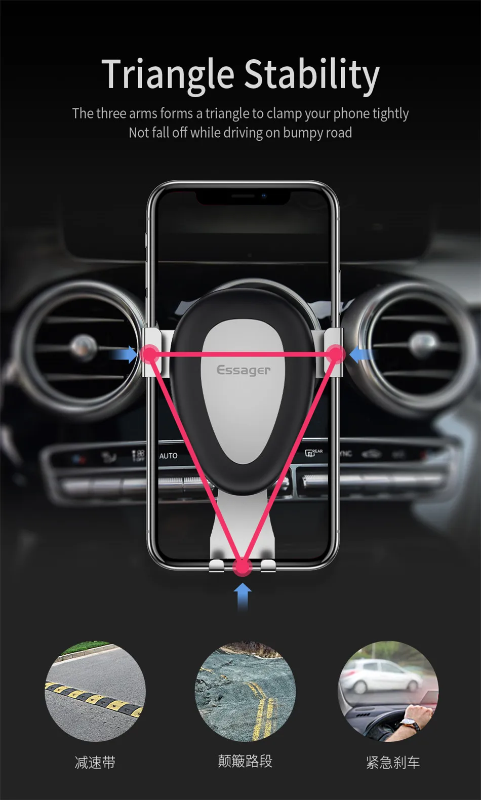 Автомобильный держатель для телефона Essager Gravity для iPhone 11 Pro Xs Max X samsung, держатель для мобильного телефона на вентиляционное отверстие, автомобильный держатель для телефона