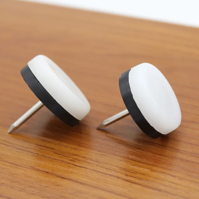 KK&FING 20 PCS Chair Table Furniture Leg Bottom Feet Plastic Pads Glides Skid Nail Wood Floor Furniture Protector Noise Killer white 30mm