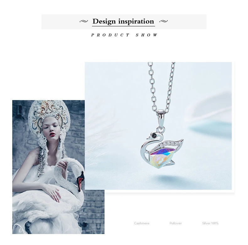 Warme Farben Кристалл от Swarovski серебро 925 пробы ожерелье женщины Кристал в форме лебедя изящное подвесное ожерелье ювелирные изделия колье ожерелье Collare