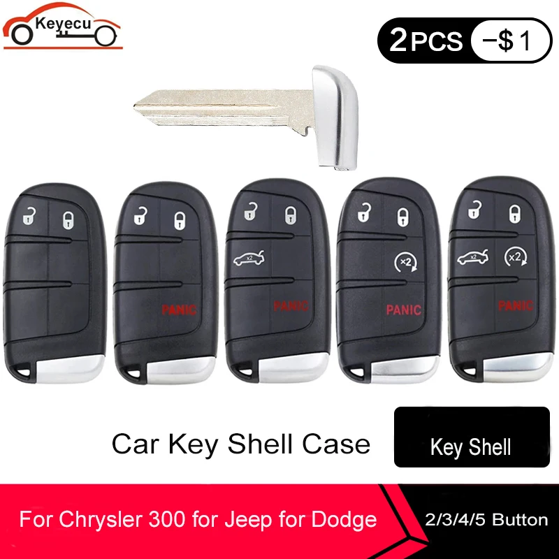 Чехол для ключа дистанционного управления KEYECU чехол с кнопкой 2 / 3 4 5 Chrysler 300 Для Jeep