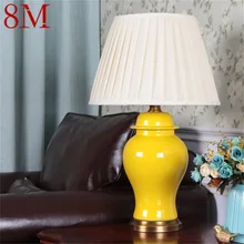 Lampe de Table en céramique et laiton de 8M, lampe LED de luxe, pour maison, chevet, chambre à coucher