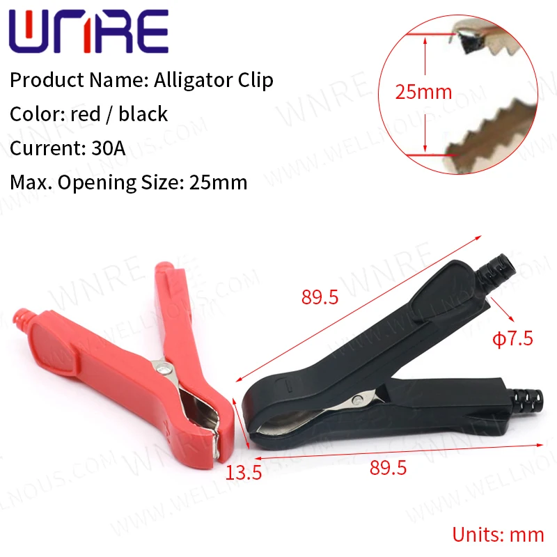 1 Pair Black Red Soft Plastic Coated Testing Probe Metal Mini Alligator Test Clips Crocodile Electrical Clamp