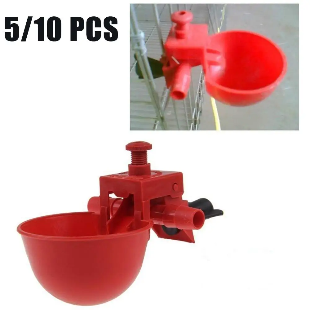 10pcs Chicken drinking Cups Quail waterer bowls red glass Animal husbandry tools Automatic Bird Coop Feeder Drinking Cups