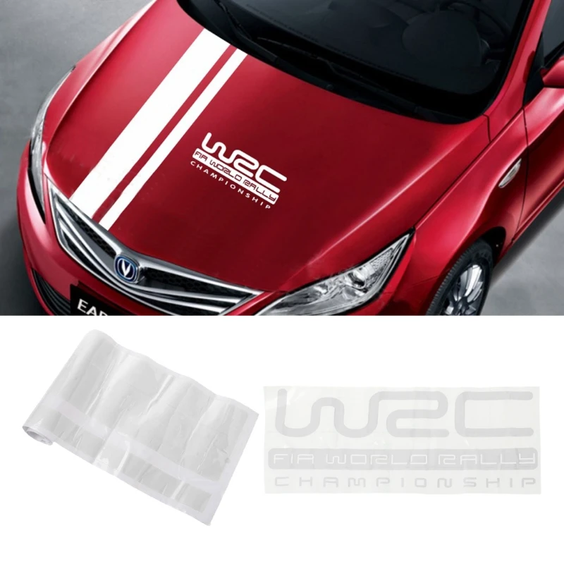 white Mayitr 1 шт., 110*15 см, W-RC, полоска для гонок, Спортивная наклейка, 4 вида цветов, графическая крышка капота автомобиля, Виниловая наклейка для автомобиля, внешние части - Название цвета: white