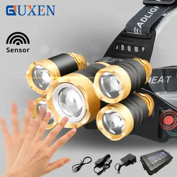 

Sensor Switch LED Headlamp Waterproof Rechargeable Zoom Work Light High Power Flashlight Outdoor Camping Lamp Fishing Lantern
