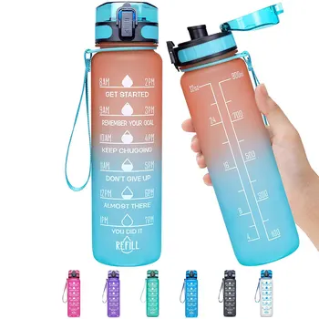 Sport Water Bottles 1L Portable Gym Anti-fall Leak-proof Large Capacity Fitness Kettle Tritan Plastic Waterbottle 1