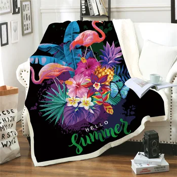 

Flamingo 3D Digital Printing Chunky Knit Customized Winter Flannel Blanket As A Holiday Gift