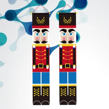 

1 Pair Christmas Decoration Walnut Soldier Door Curtain Hanging Cloth Door Sign Front Door Ornament Christmas Party Supplies for