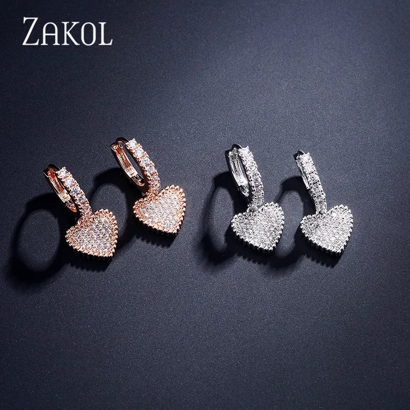 Новинка! Модные свадебные серьги-кольца ZAKOL с кубическим цирконием ААА для женщин, подарок для подруги FSEP2241