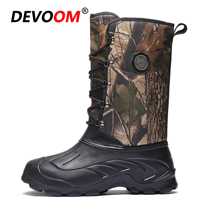 Online Botas de nieve impermeables de camuflaje 2019 botas de vaquero de invierno para hombre con piel de felpa cálida informal para hombre Botas para pescar