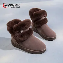 WWKK; женские зимние ботинки; Зимние ботильоны на меху; женские теплые плюшевые Замшевые слипоны на плоской резиновой подошве; модная женская обувь на платформе