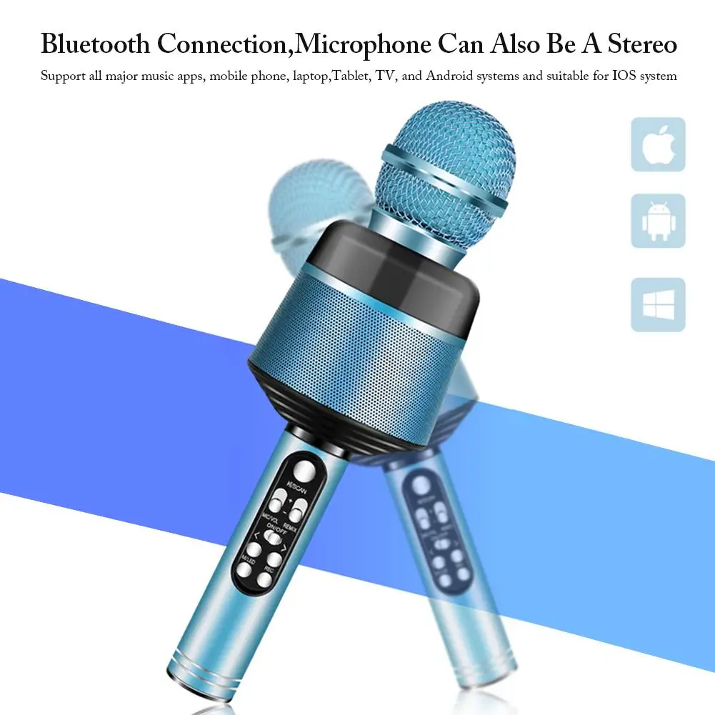 Портативный Bluetooth беспроводной микрофон с мигающими огнями Handhold динамик для