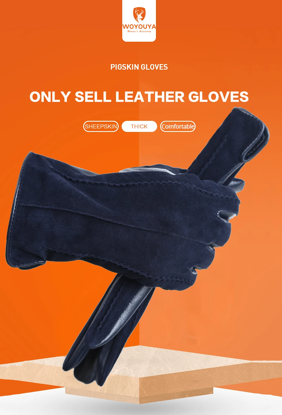 Colored Suede women's leather gloves,warm winter gloves,High-end leather gloves women,winter sheepskin women's gloves-2007