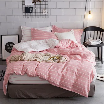 

Bedding Set Home Textile Bed Linen Simple And Stylish Striped 3pcs Pillowcase Comforter Girls With Cover Duvet Pattern Set Boys