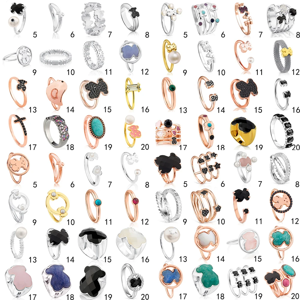 NEW Wholesale Free Shipping 2020 100% 925 Sterling Silver Bear Original Ring 1 Fashion Ring Jewelry Manufacturer Bear Set Gift