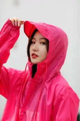 Men Women raincoat weatherproof Outdoor Hiking Riding Long Rain Coat Reflective Strips Hooded Rain Poncho