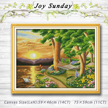 

Dusk scenery Sunset lake view Counted Cross Stitch 11CT Printed 14CT Handmade Cross Stitch Set Embroidery Needlework Home decor