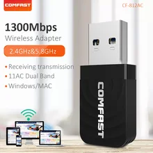 COMFAST двухдиапазонный 2,4G& 5,8G Wi-Fi, Ethernet USB 3,0 мини Сетевая карта 1300 Мбит/с Wifi удлинитель USB wifi-адаптер с антенной CF-812AC