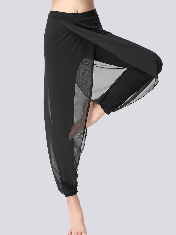 Бальные брюки для латинских танцев юбка для женщин Черные Квадратные танцевальные брюки для взрослых дешевые сценические Sumba Rumba Сальса латинское платье - Цвет: black