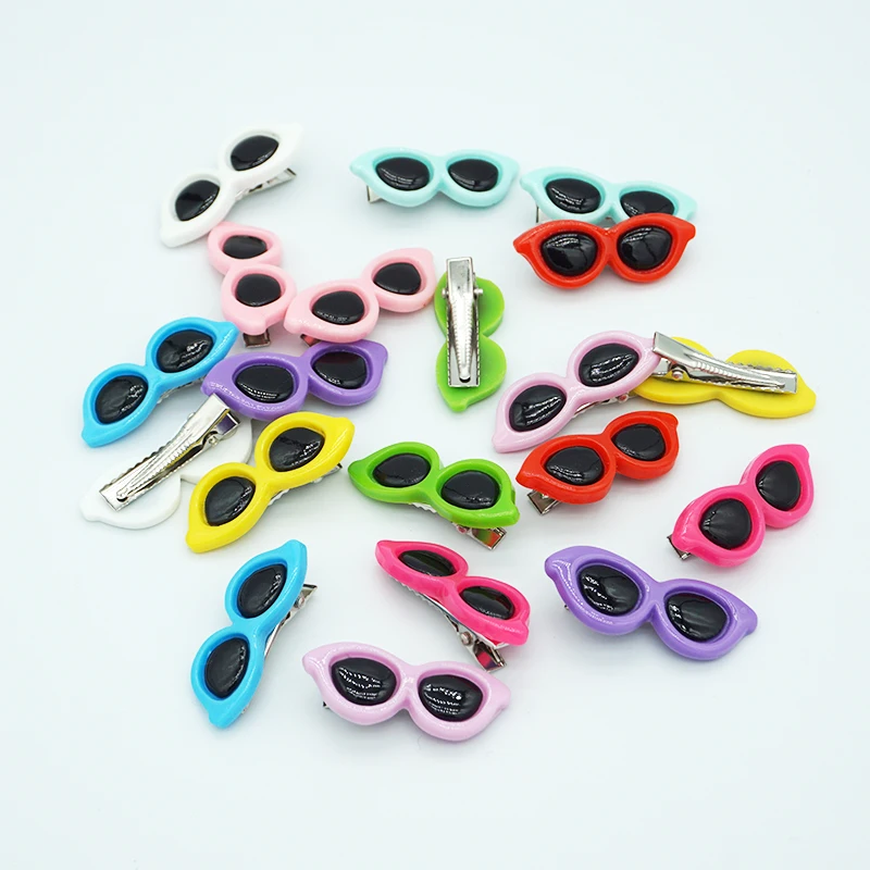 Dog Hair Clips 10 Pieces Plastic Pet Hair Clips Sunglasses Shape Hairpin Small Dog Grooming Hair Accessories