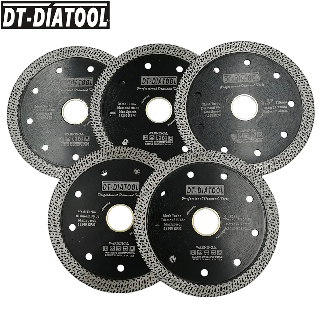 DT-DIATOOL 5 шт. 105 мм/" 115 мм/4,5" 125 мм/" горячая прессованная спеченная сетка Turbo алмазная пила диск керамическая плитка диск для резки мрамора
