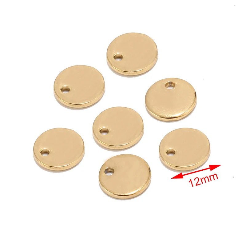 12mm gold 20 шт круглые золотые/розовое золото нержавеющая сталь штамповка незаполненные бирки на ошейник для собак подвески 6 мм/8 мм/10 мм DIY браслет Шарм Ювелирные изделия Поиск - Окраска металла: 12mm gold