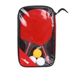 Один набор для начинающих Настольный теннис ракетка с длинной ручкой ракетка для Пинг-Понга Летучая мышь прыщи с сумкой 3 мяча