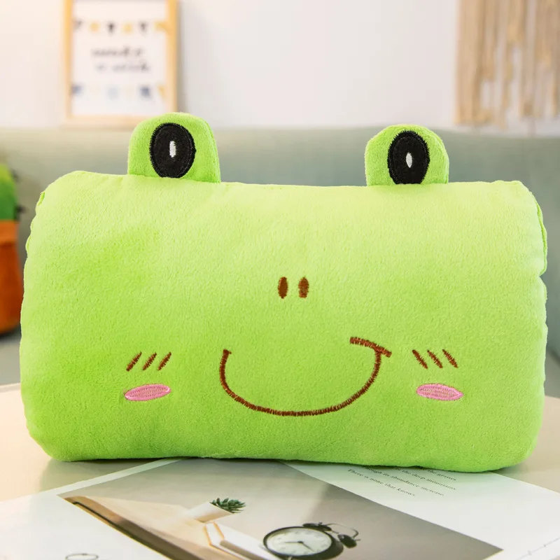 frog Мультяшные животные, грелка для рук, подушка 30 см* 25 см, плюшевая грелка для рук с героями мультфильмов, подушка для рук, подарок на праздник - Цвет: frog